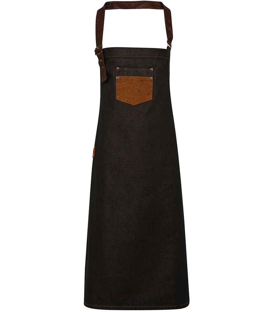 Premier Division Bib Apron Black/Tan Denim
