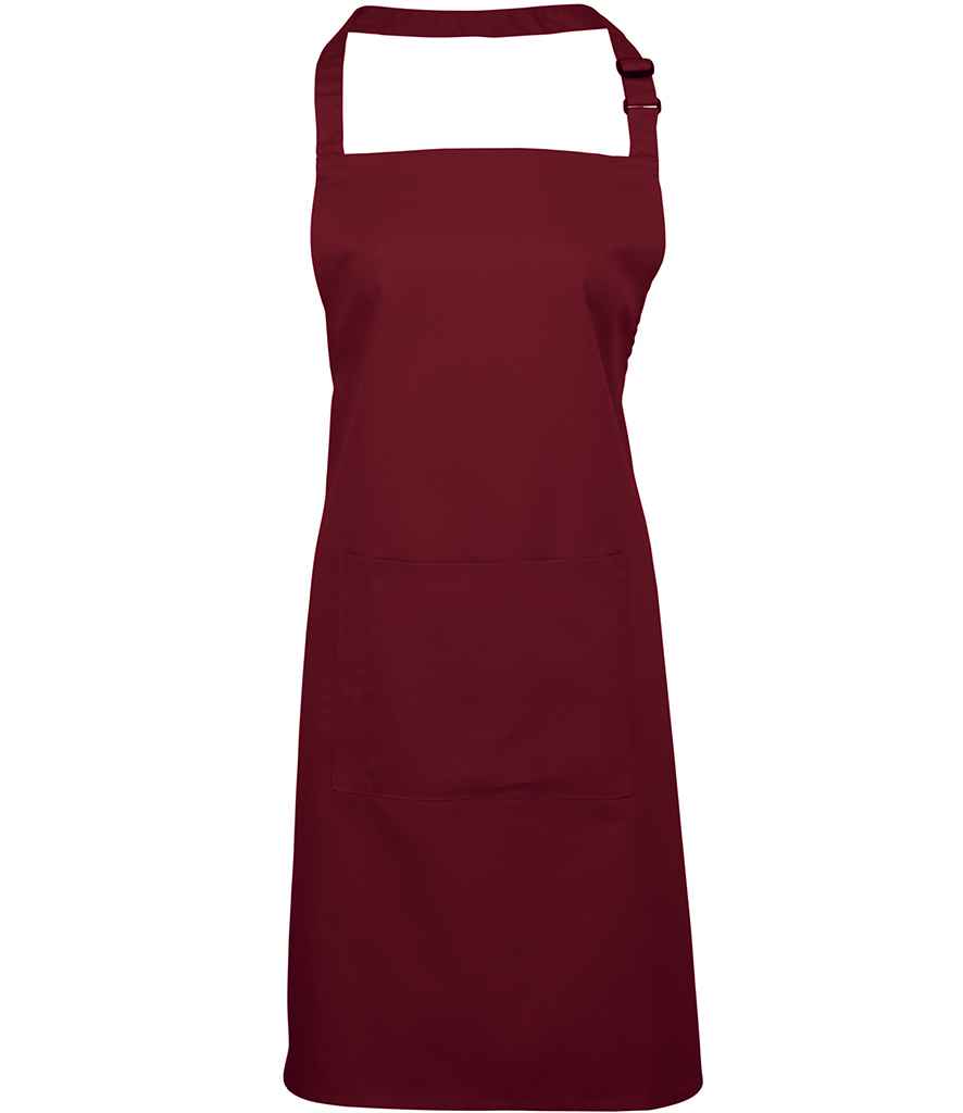 Premier 'Colours' Bib Apron with Pocket Burgundy