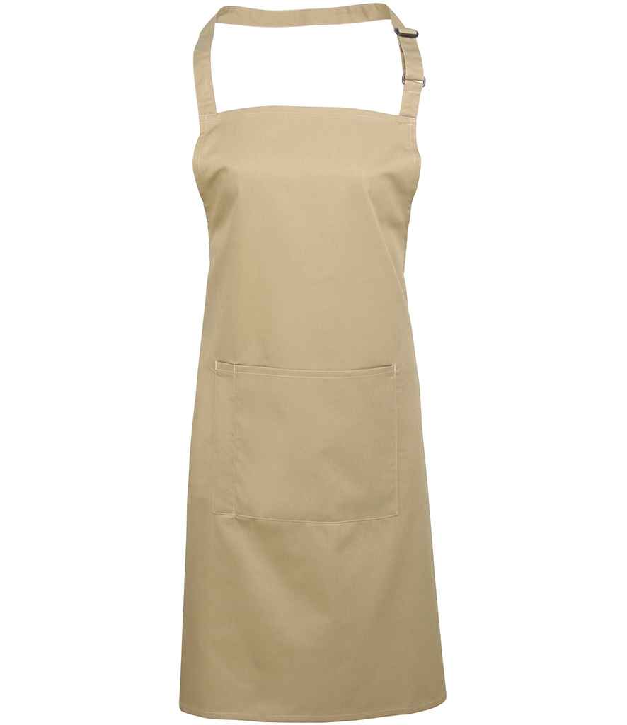 Premier 'Colours' Bib Apron with Pocket Khaki