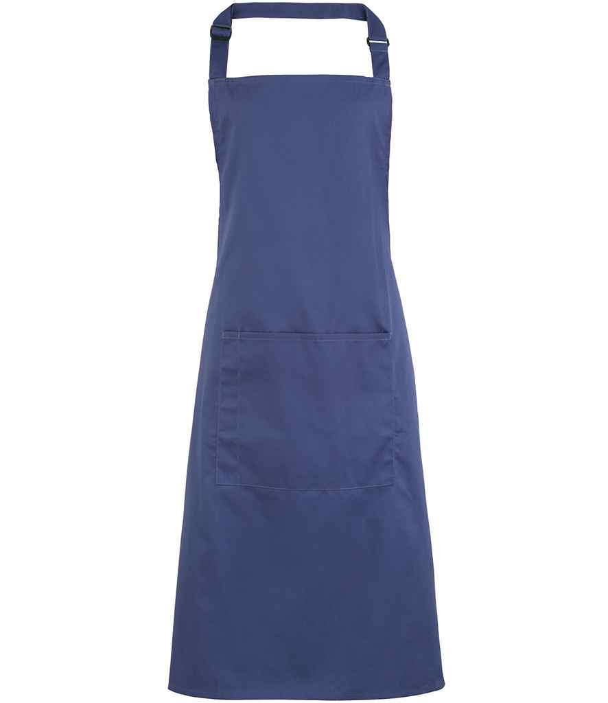 Premier 'Colours' Bib Apron with Pocket Marine Blue