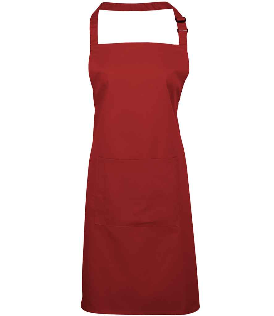 Premier 'Colours' Bib Apron with Pocket Red