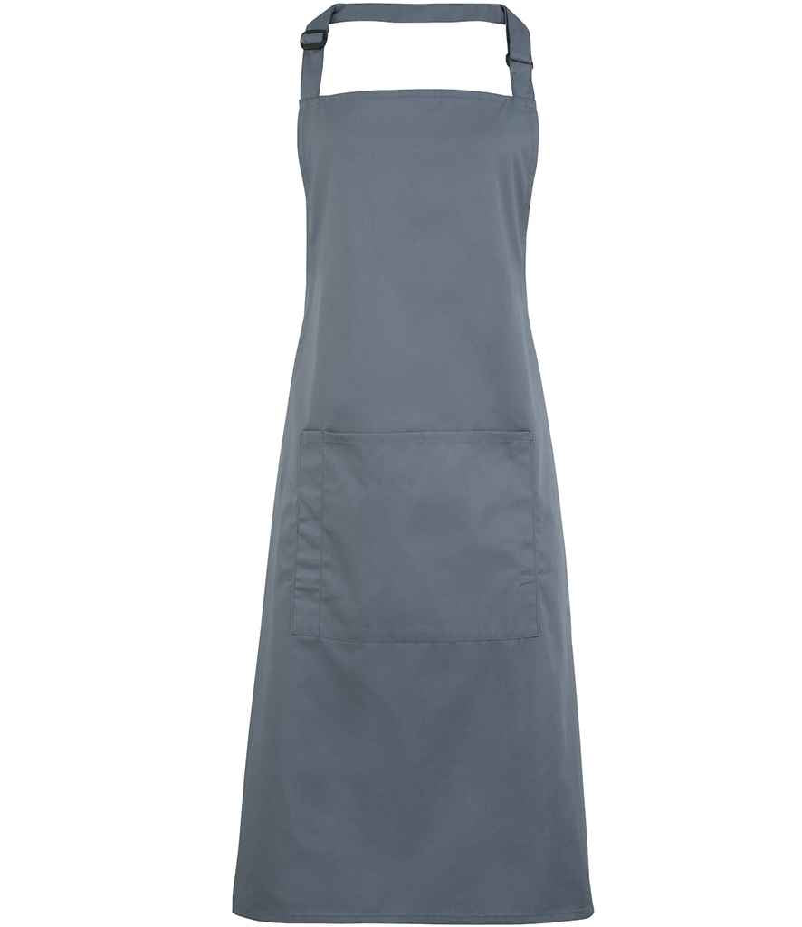 Premier 'Colours' Bib Apron with Pocket Steel