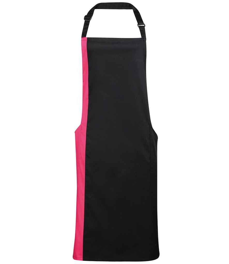 Premier Contrast Bib Apron Black/Hot Pink