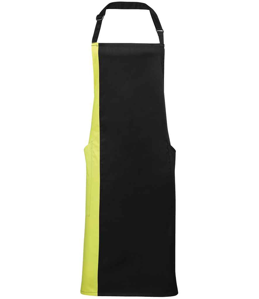 Premier Contrast Bib Apron Black/Lime Green