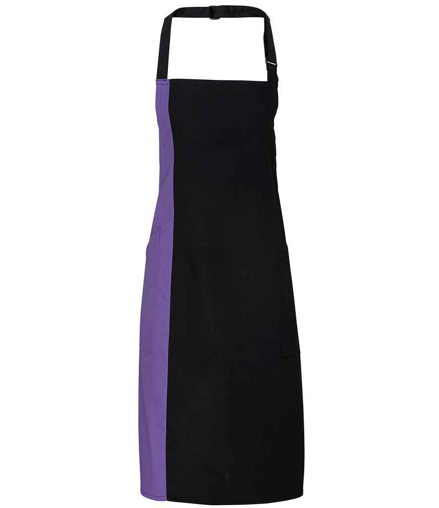 Premier Contrast Bib Apron Black/Purple