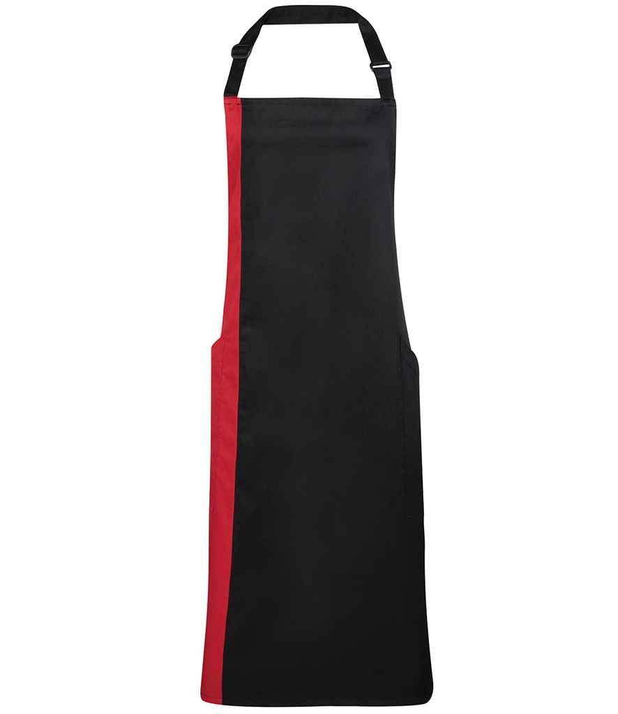 Premier Contrast Bib Apron Black/Red