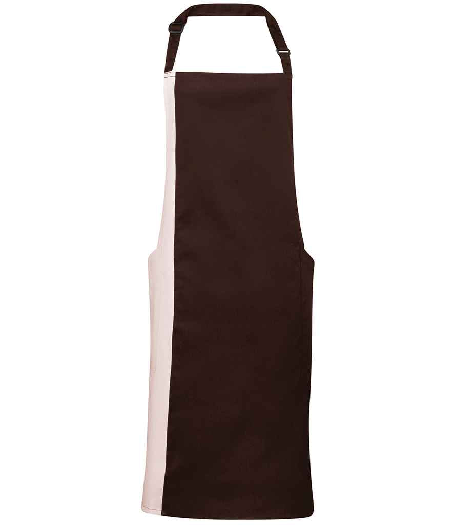 Premier Contrast Bib Apron Brown/Natural