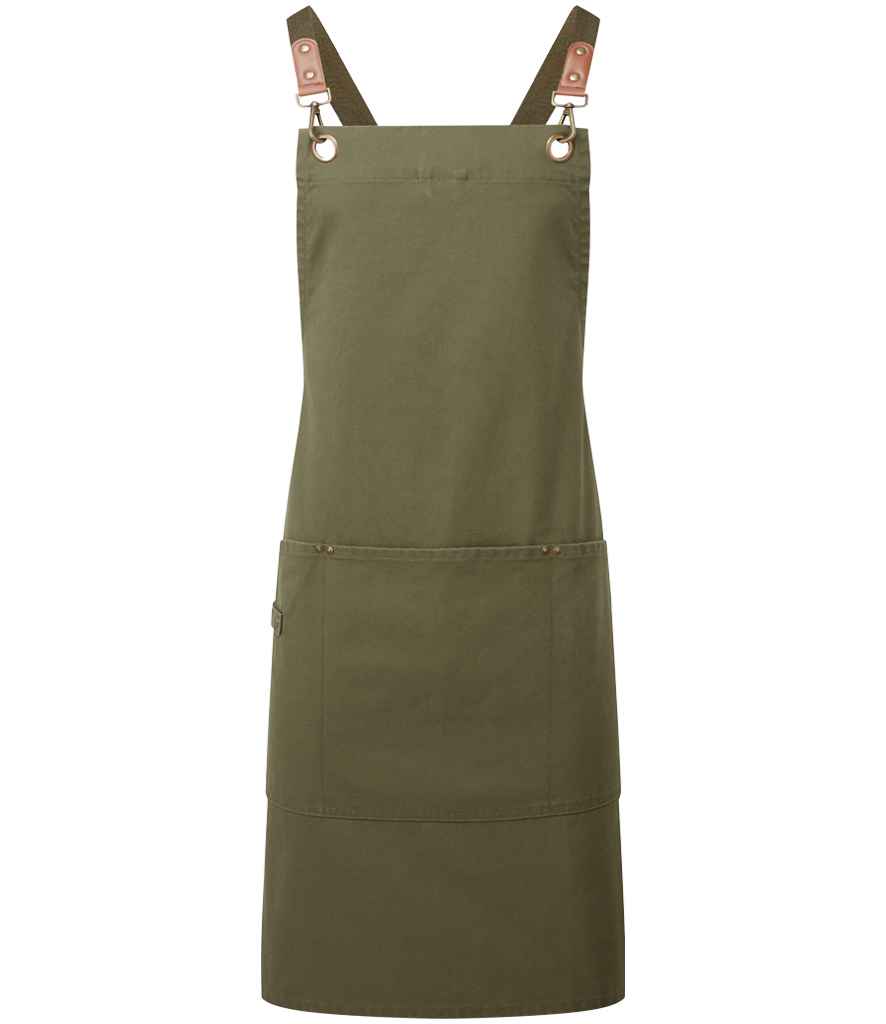Premier Clip 'n' Clasp Cross Back Bib Apron Olive Green