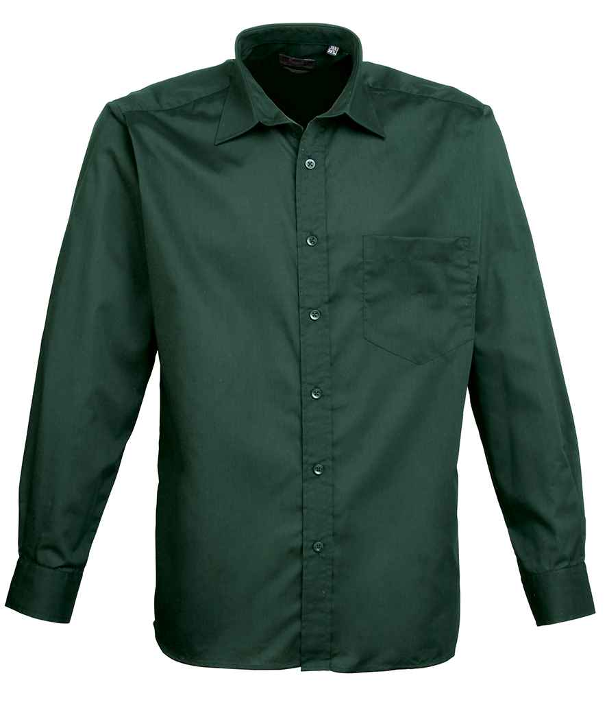 Premier Long Sleeve Poplin Shirt | Bottle Green Bottle Green