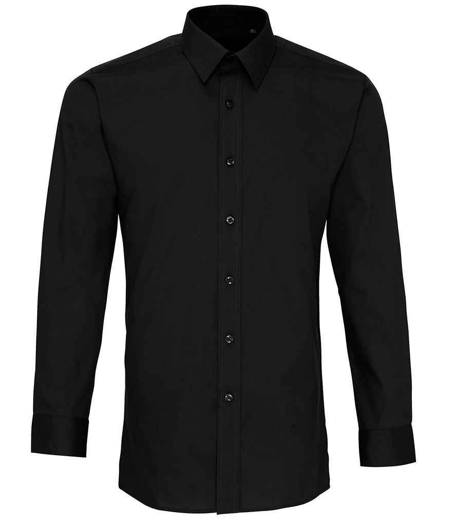 Premier Long Sleeve Fitted Poplin Shirt Black