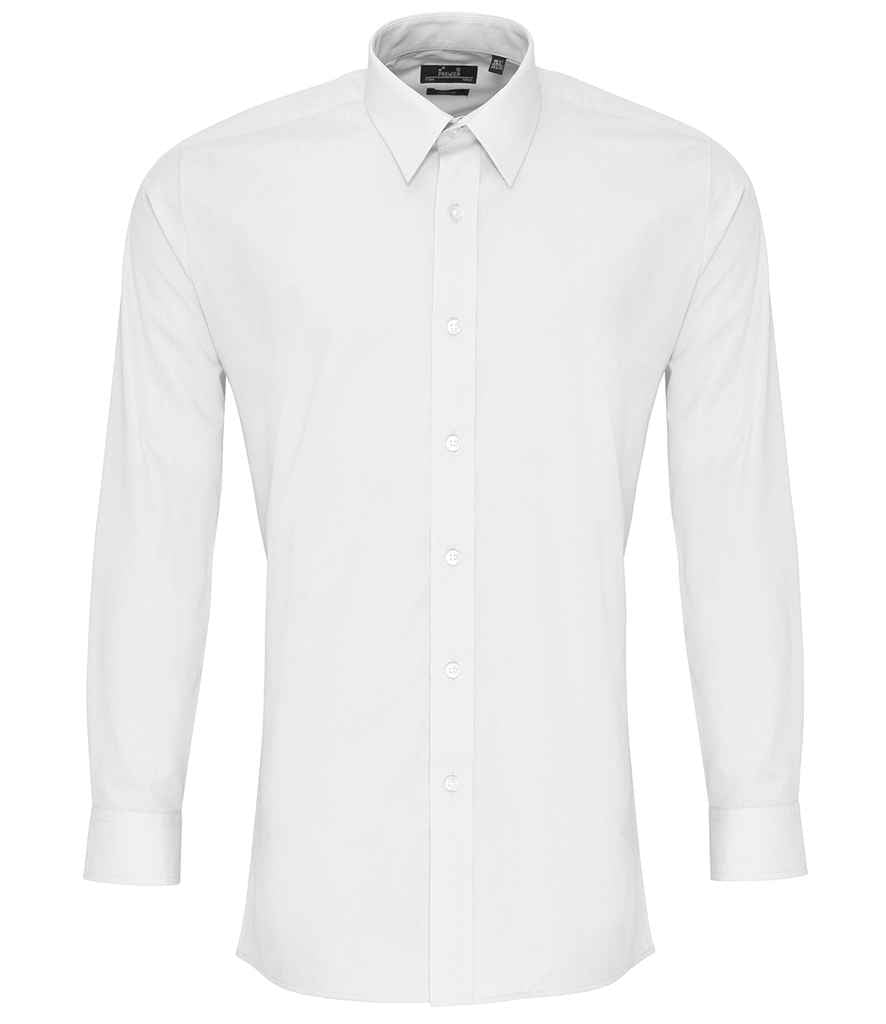 Premier Long Sleeve Fitted Poplin Shirt White