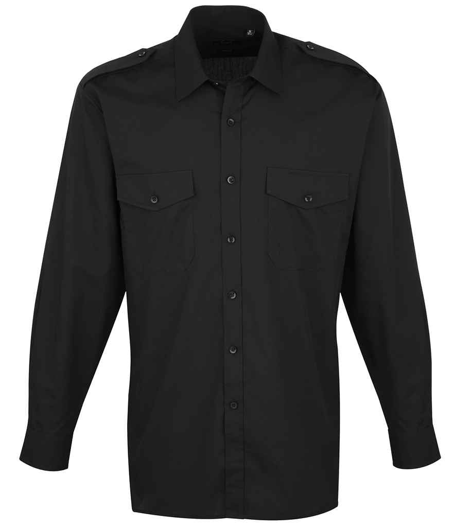 Premier Long Sleeve Pilot Shirt Black