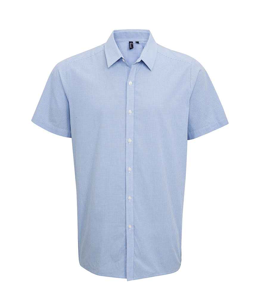 Premier Gingham Short Sleeve Shirt Light Blue/White