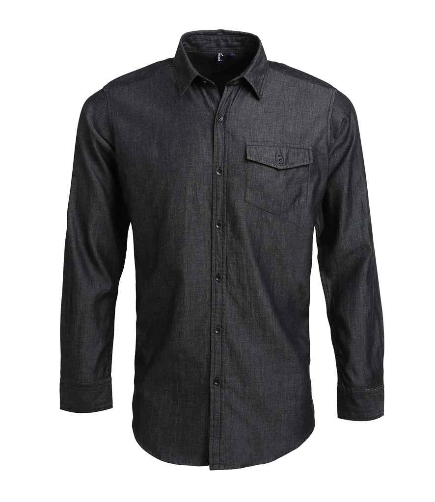 Premier Jeans Stitch Denim Shirt Black Denim