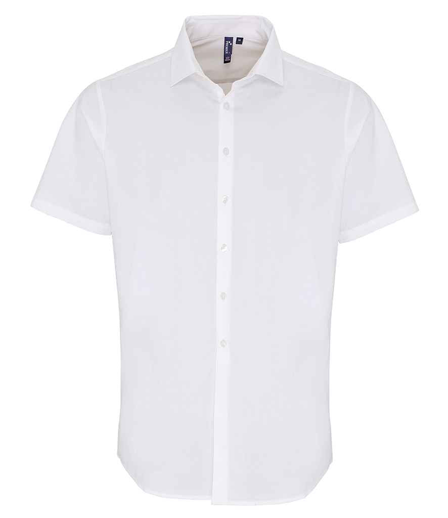 Premier Short Sleeve Stretch Fit Poplin Shirt White