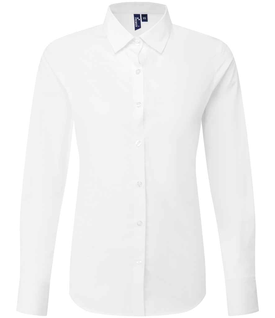Premier Ladies Recyclight® Long Sleeve Poplin Shirt White