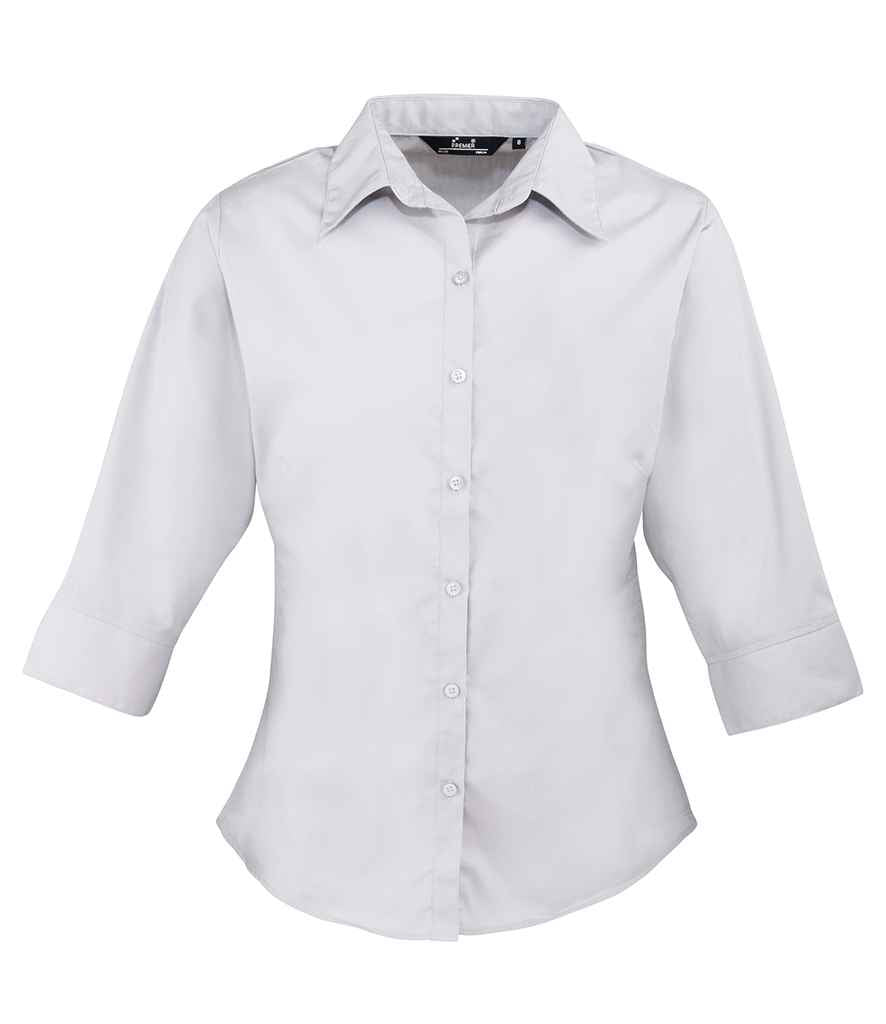 Premier Ladies 3/4 Sleeve Poplin Blouse Silver