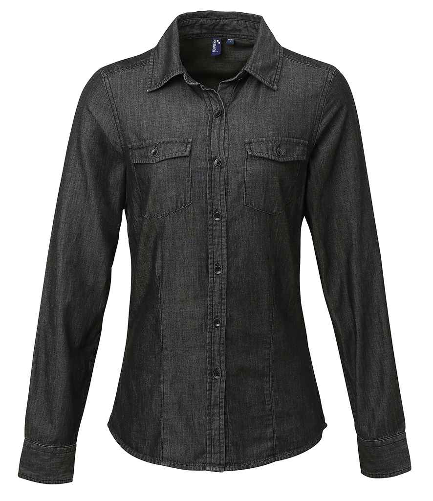 Premier Ladies Jeans Stitch Denim Shirt Black Denim