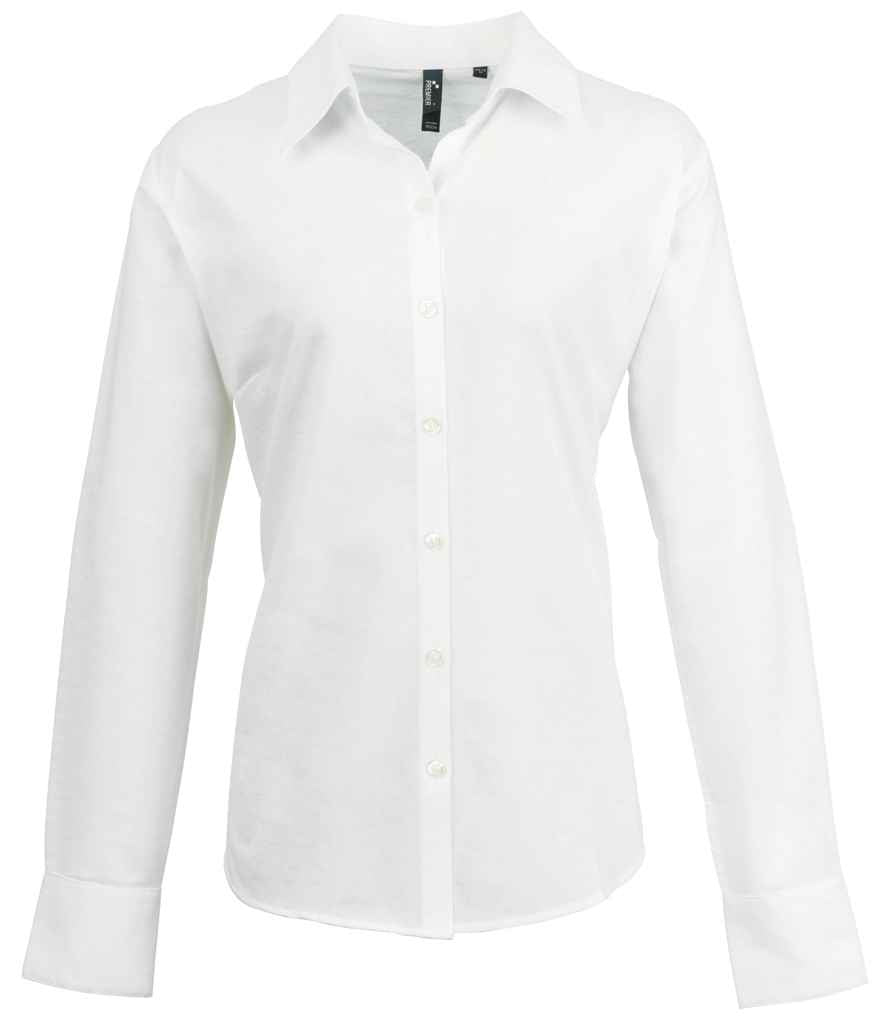 Premier Ladies Signature Long Sleeve Oxford Shirt White