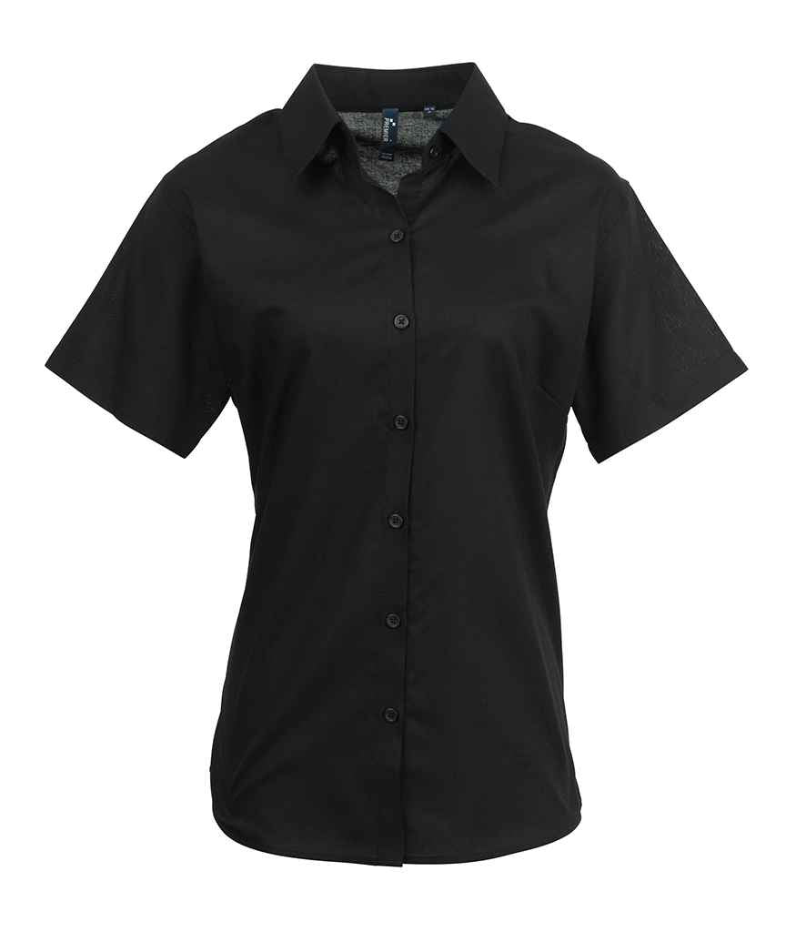 Premier Ladies Signature Short Sleeve Oxford Shirt Black
