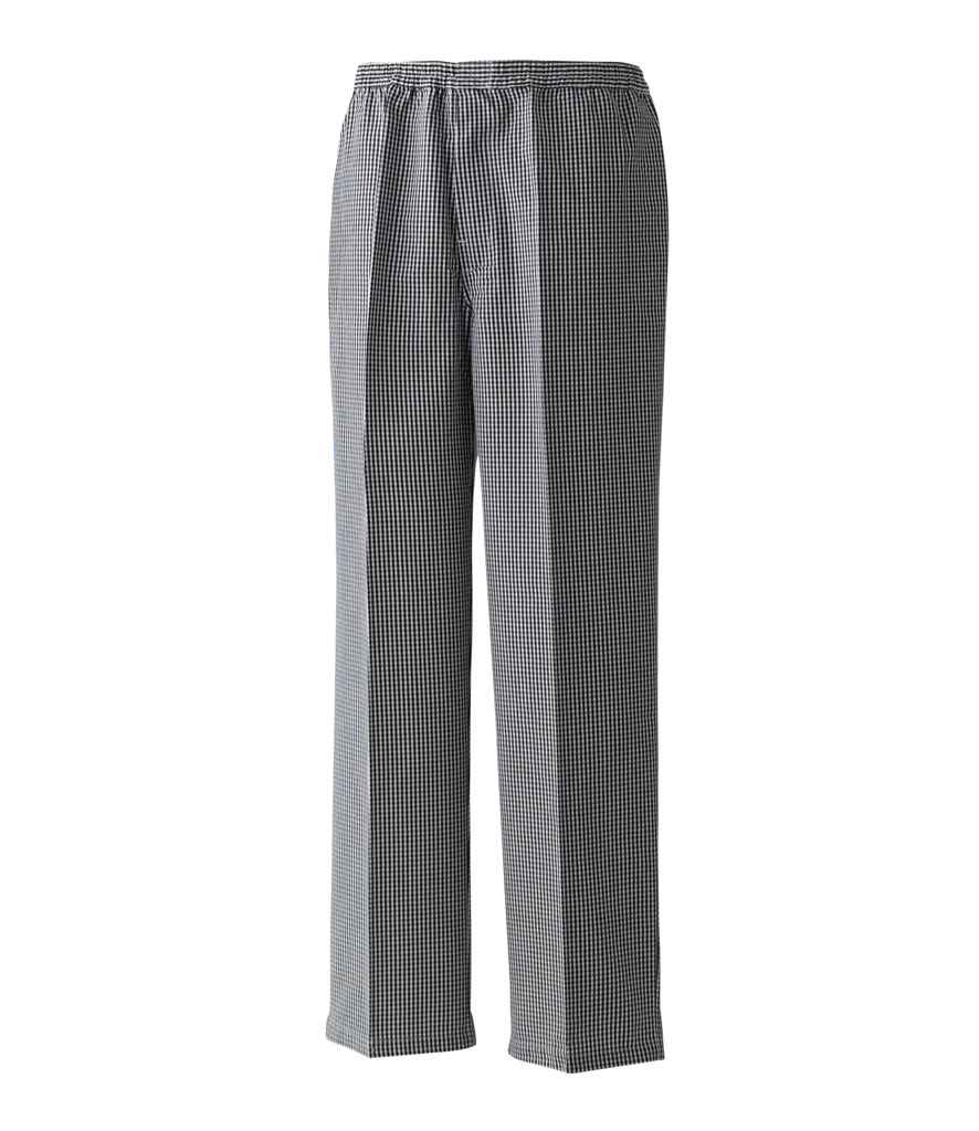 Premier Pull On Chef's Check Trousers Black/White