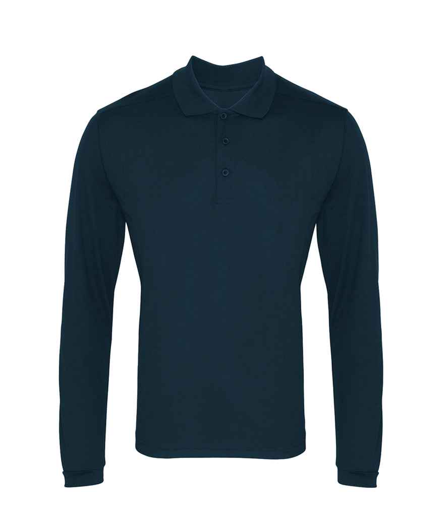 Premier Long Sleeve Coolchecker® Piqué Polo Shirt Navy