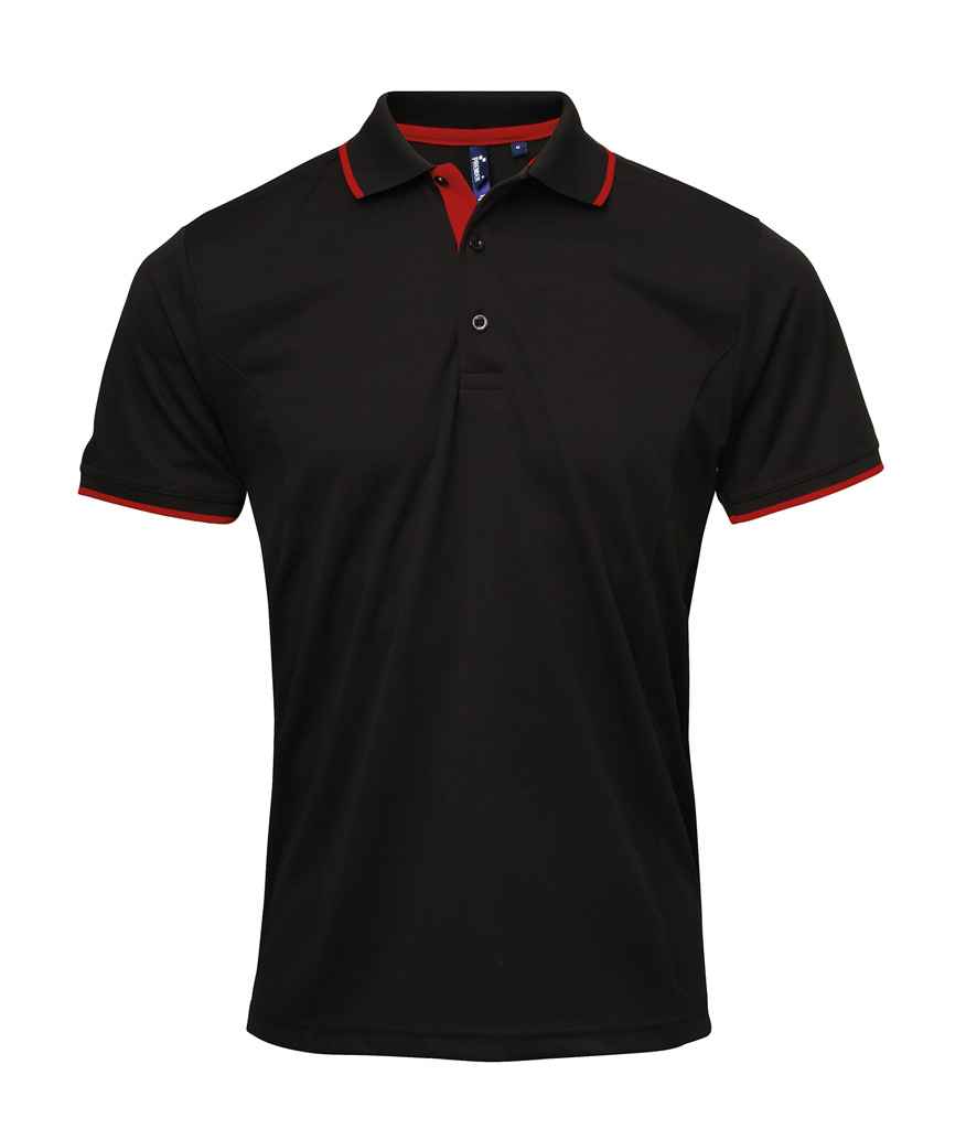 Premier Contrast Coolchecker® Piqué Polo Shirt Black/Red