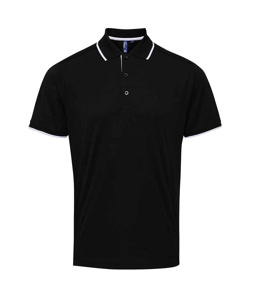 Premier Contrast Coolchecker® Piqué Polo Shirt Black/White