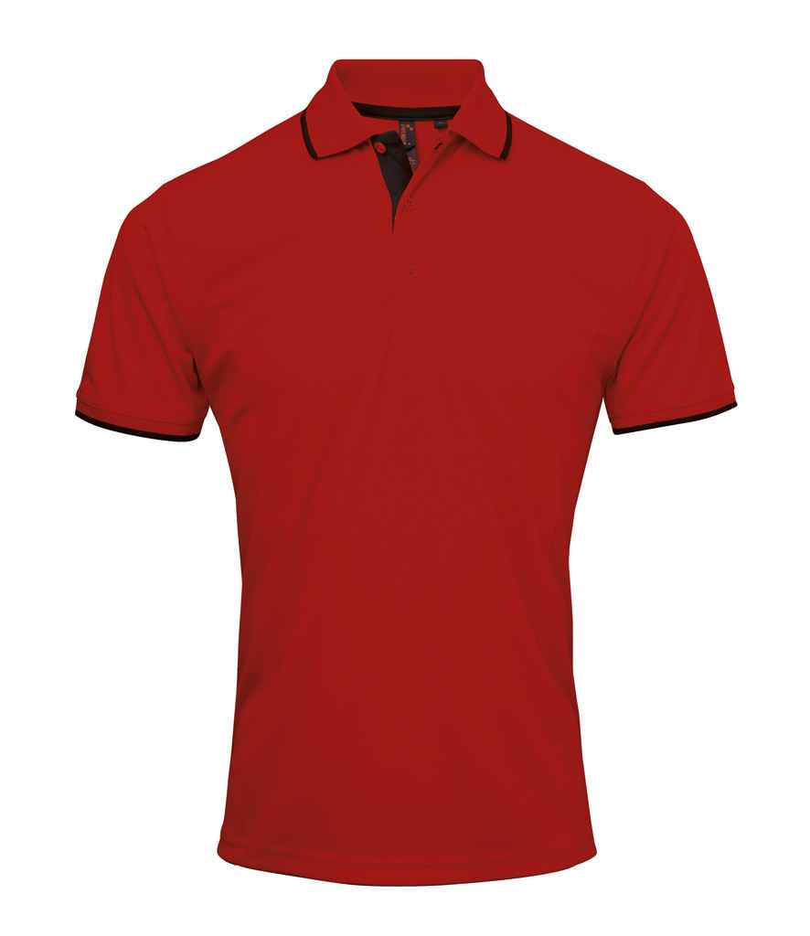 Premier Contrast Coolchecker® Piqué Polo Shirt Red/Black