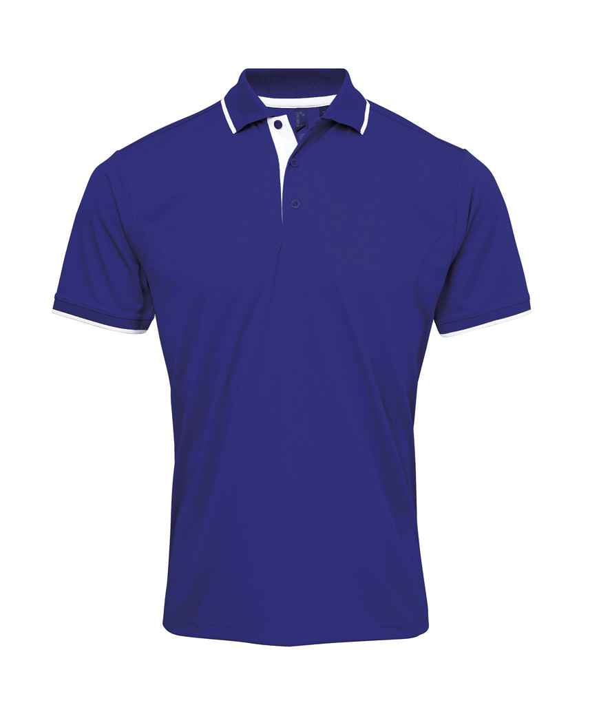 Premier Contrast Coolchecker® Piqué Polo Shirt Royal Blue/White