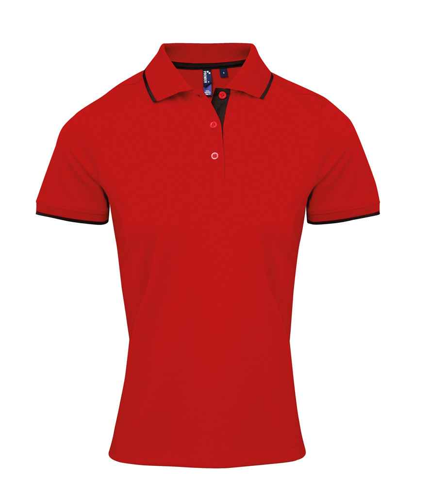 Premier Ladies Contrast Coolchecker® Piqué Polo Shirt Red/Black