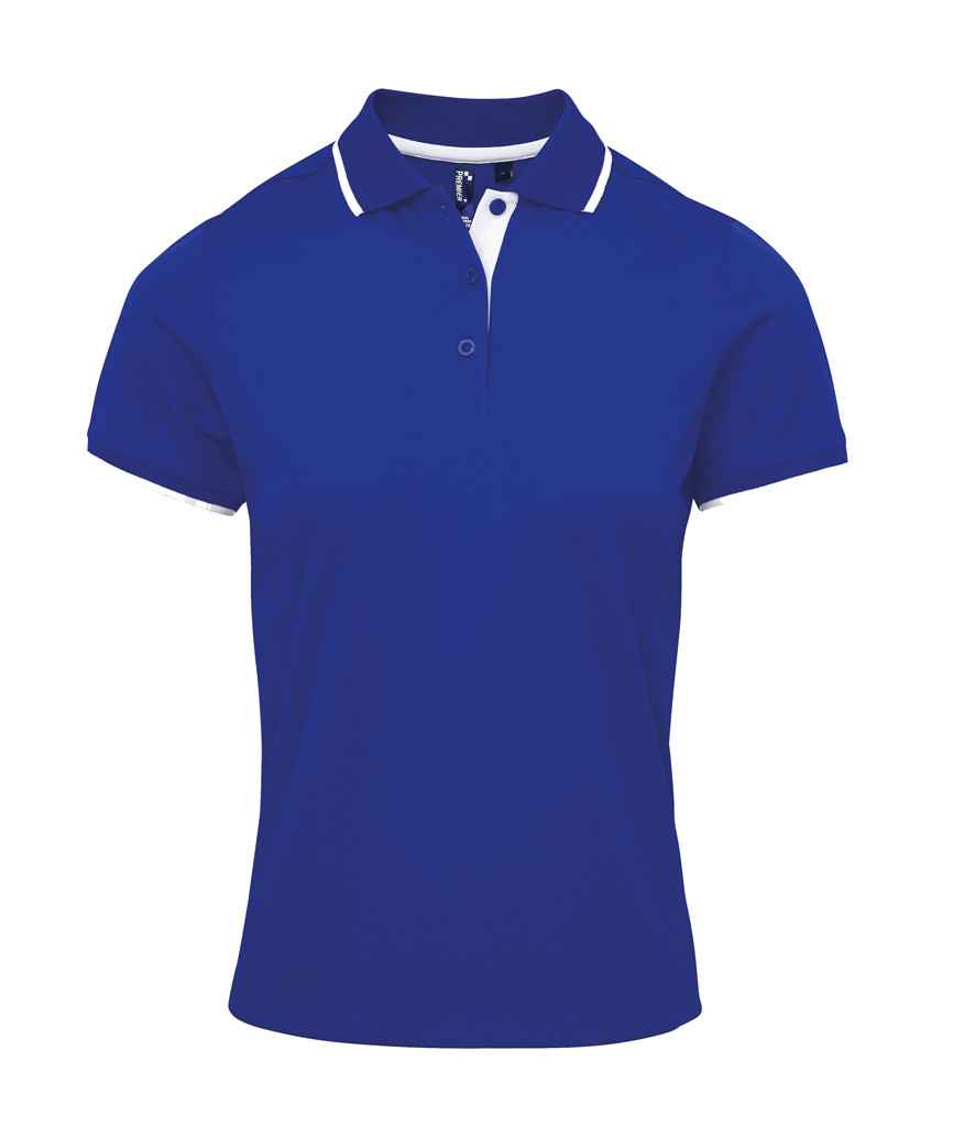 Premier Ladies Contrast Coolchecker® Piqué Polo Shirt Royal Blue/White