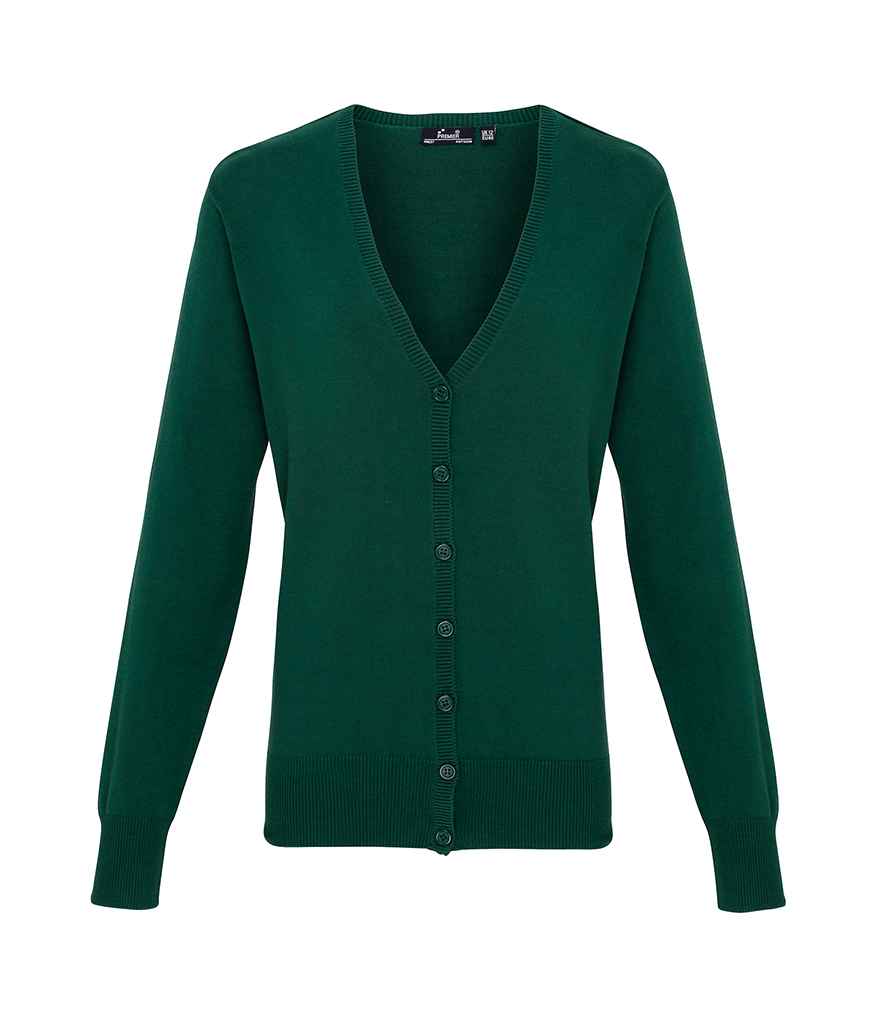Premier Ladies Cotton Acrylic V Neck Cardigan Bottle Green