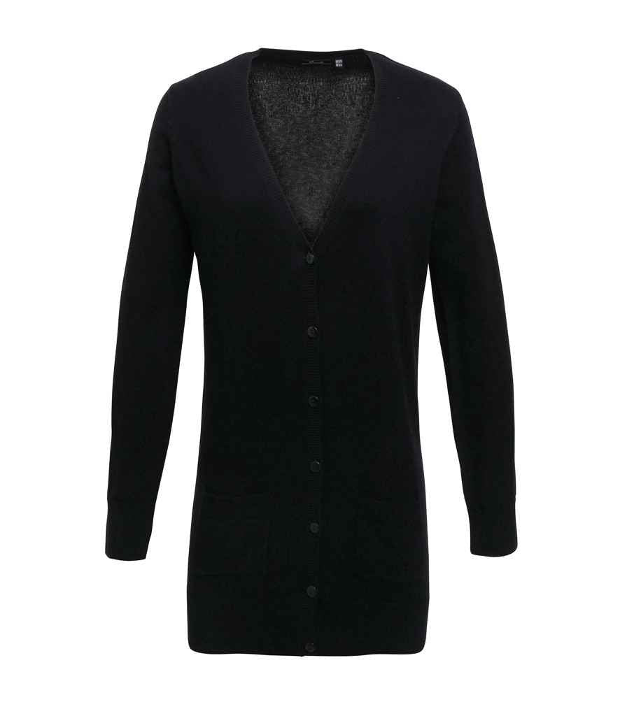 Premier Ladies Longline V Neck Cardigan Black