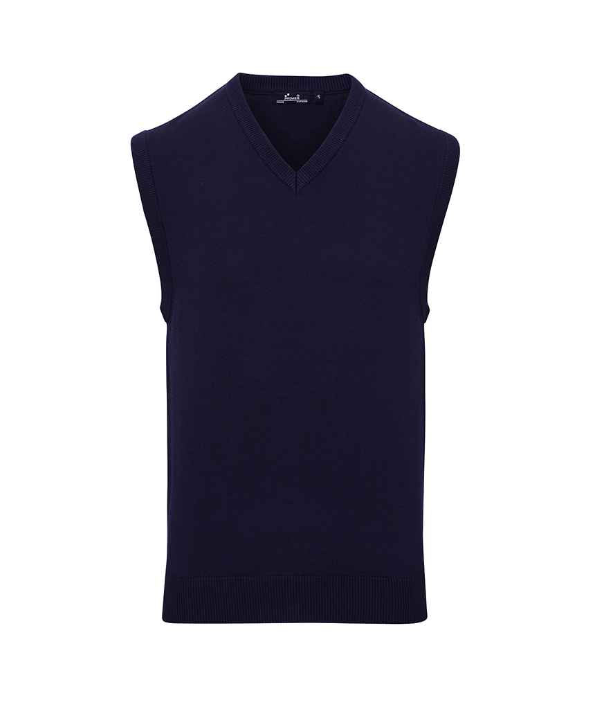 Premier Sleeveless Cotton Acrylic V Neck Sweater Navy