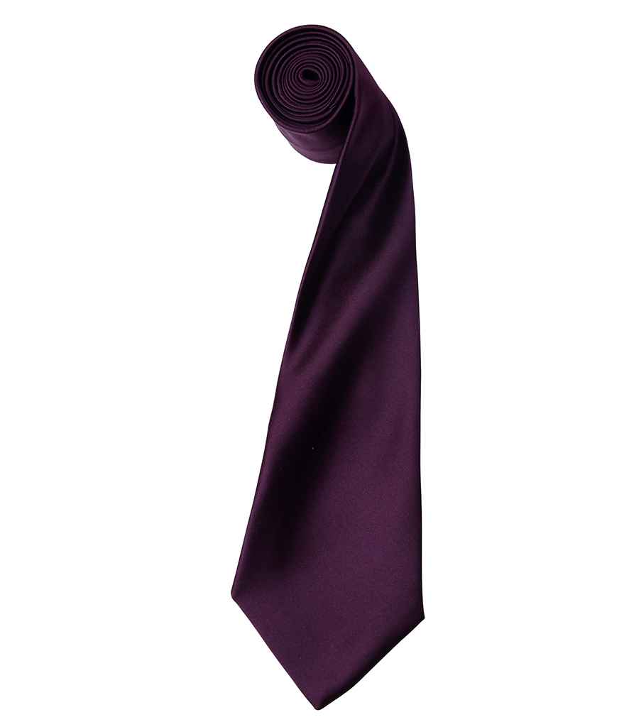 Premier 'Colours' Satin Tie Aubergine
