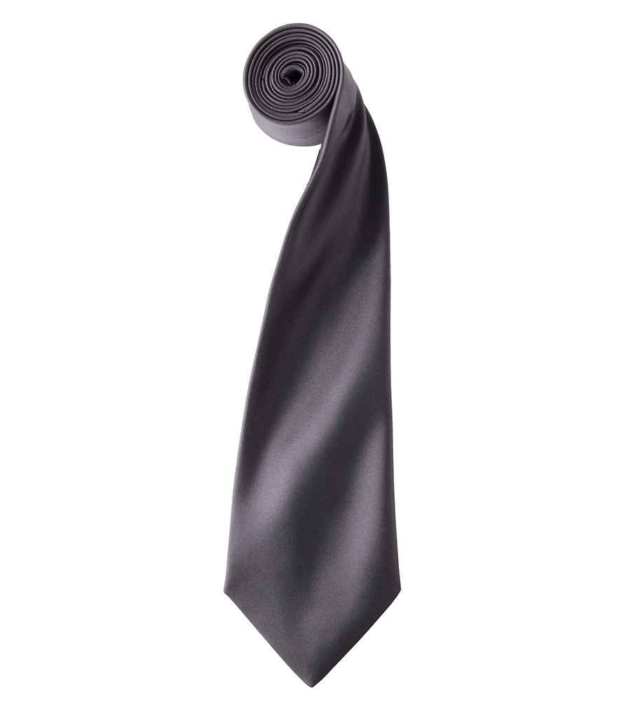 Premier 'Colours' Satin Tie Dark Grey