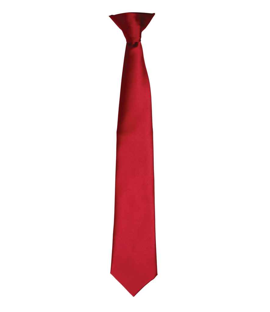 Premier 'Colours' Satin Clip Tie Burgundy