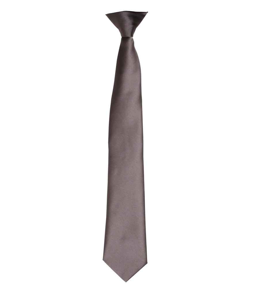 Premier 'Colours' Satin Clip Tie Dark Grey