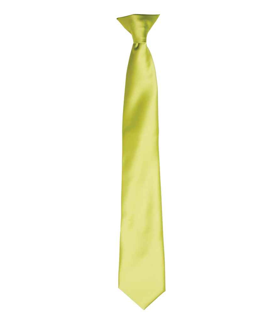 Premier 'Colours' Satin Clip Tie Lime Green