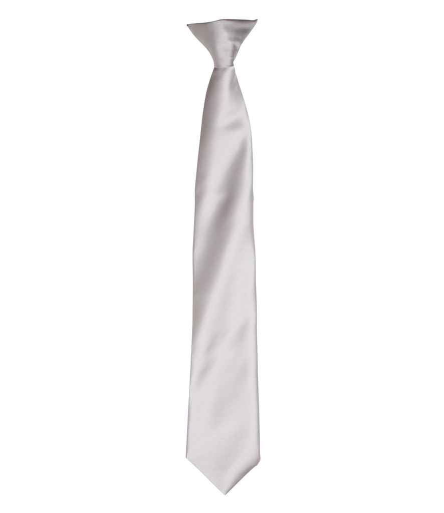 Premier 'Colours' Satin Clip Tie Silver
