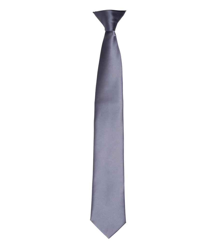 Premier 'Colours' Satin Clip Tie Steel