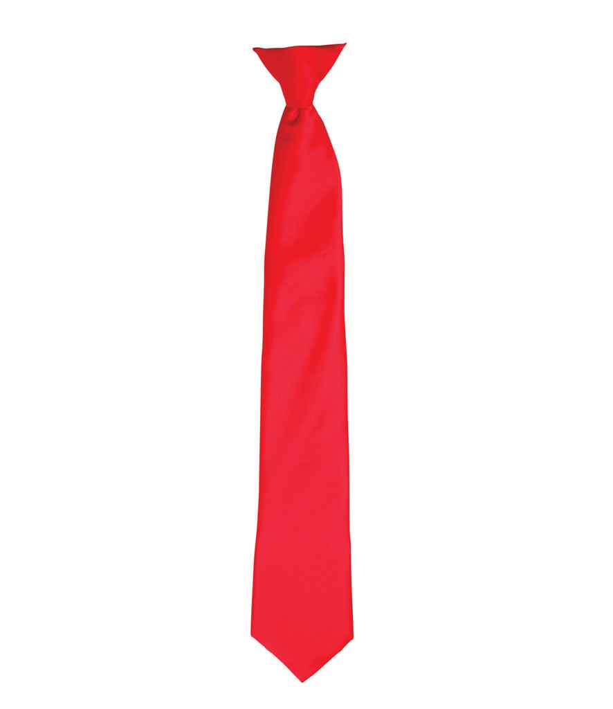 Premier 'Colours' Satin Clip Tie Strawberry Red