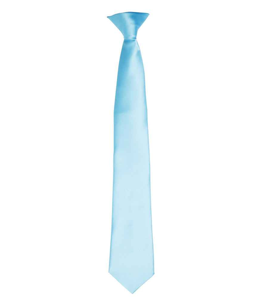 Premier 'Colours' Satin Clip Tie Turquoise Blue