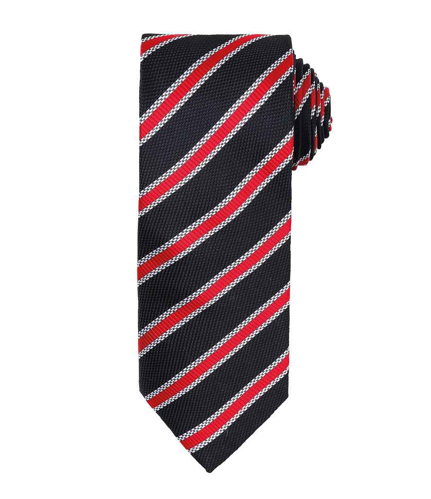 Premier Waffle Stripe Tie Black/Red