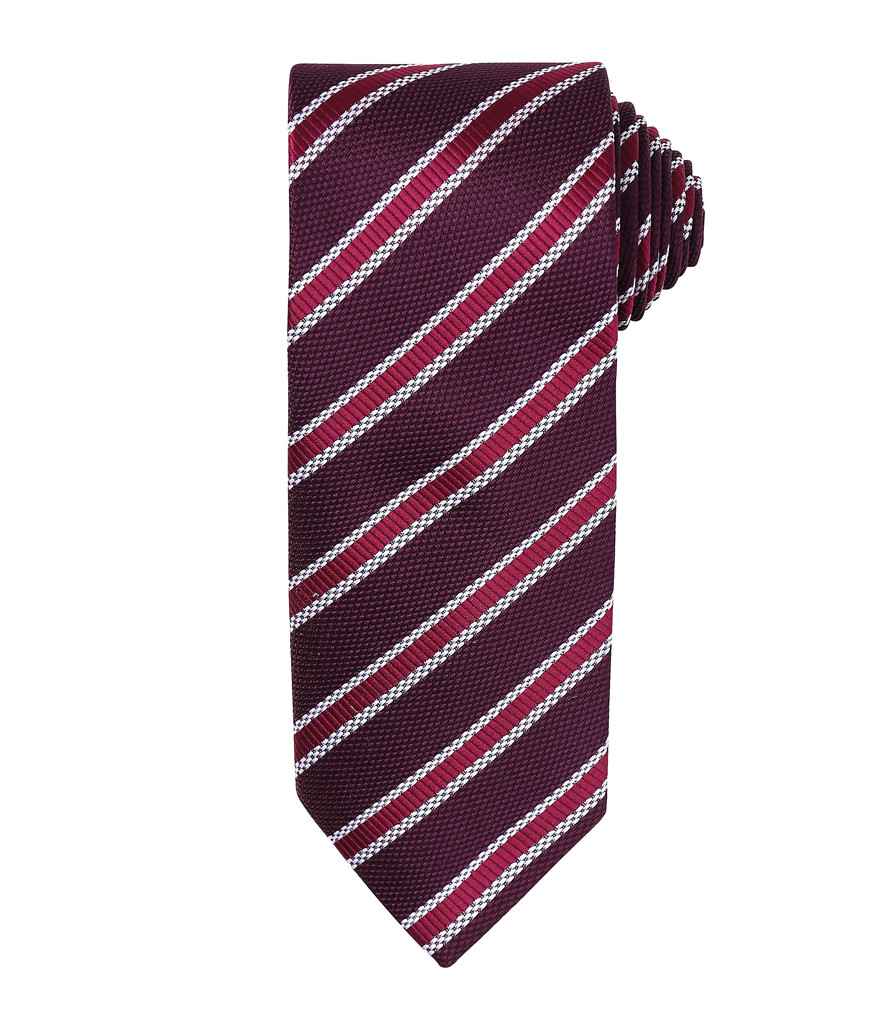Premier Waffle Stripe Tie Burgundy/Aubergine