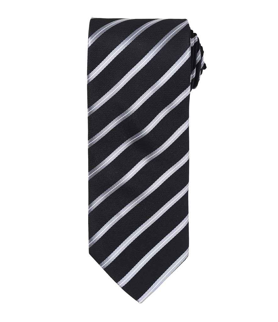 Premier Sports Stripe Tie Black/Silver