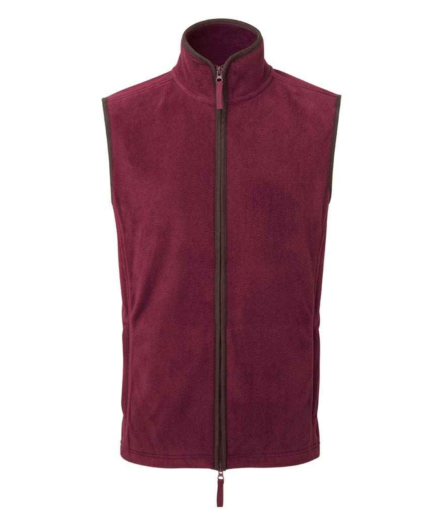 Premier Artisan Fleece Gilet Burgundy/Brown