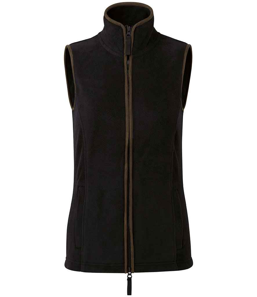Premier Ladies Artisan Fleece Gilet Black/Brown
