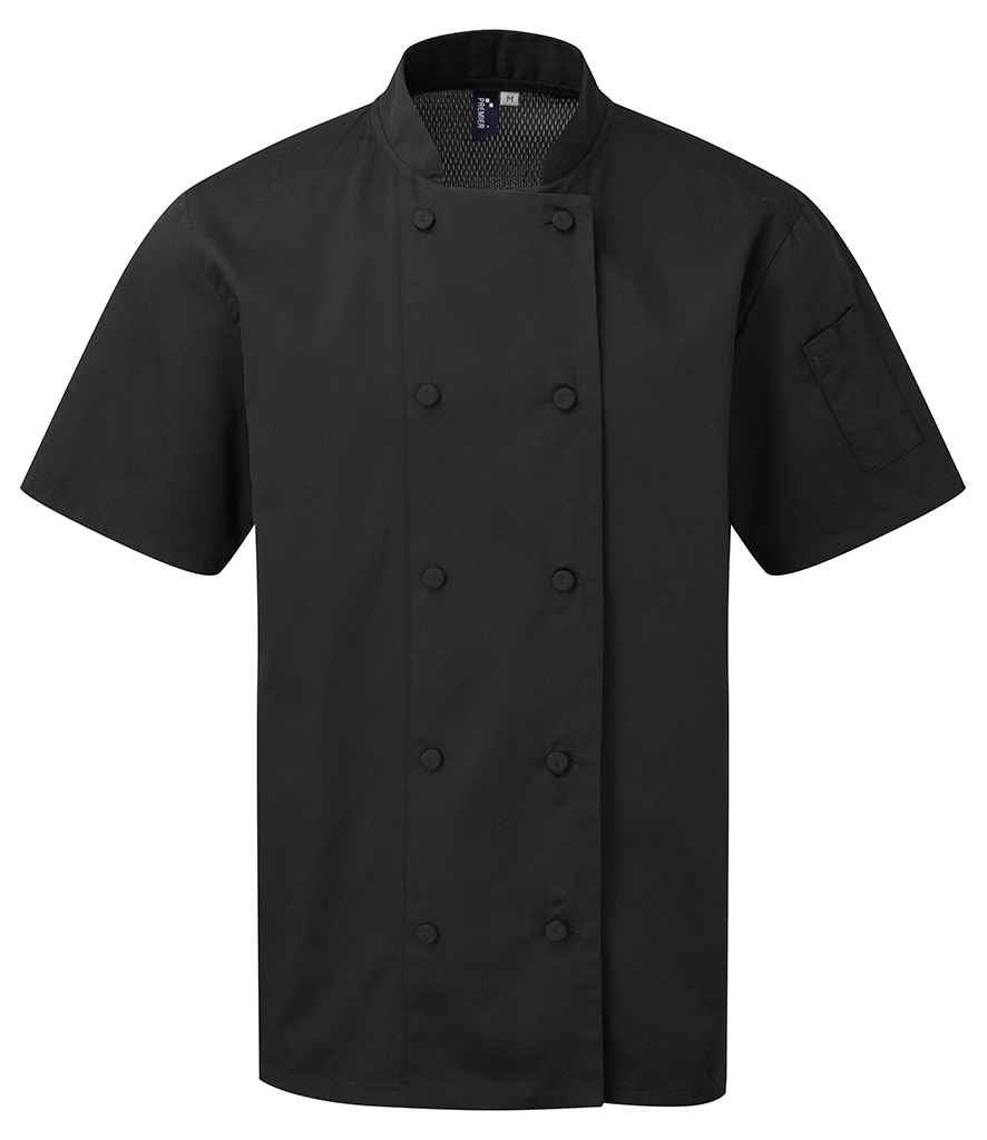 Premier Coolchecker® Short Sleeve Chef's Jacket Black